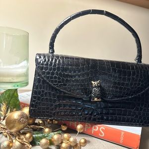 Vintage Judith Leiber handbag with black crystal owl closure~Includes dust bag!
